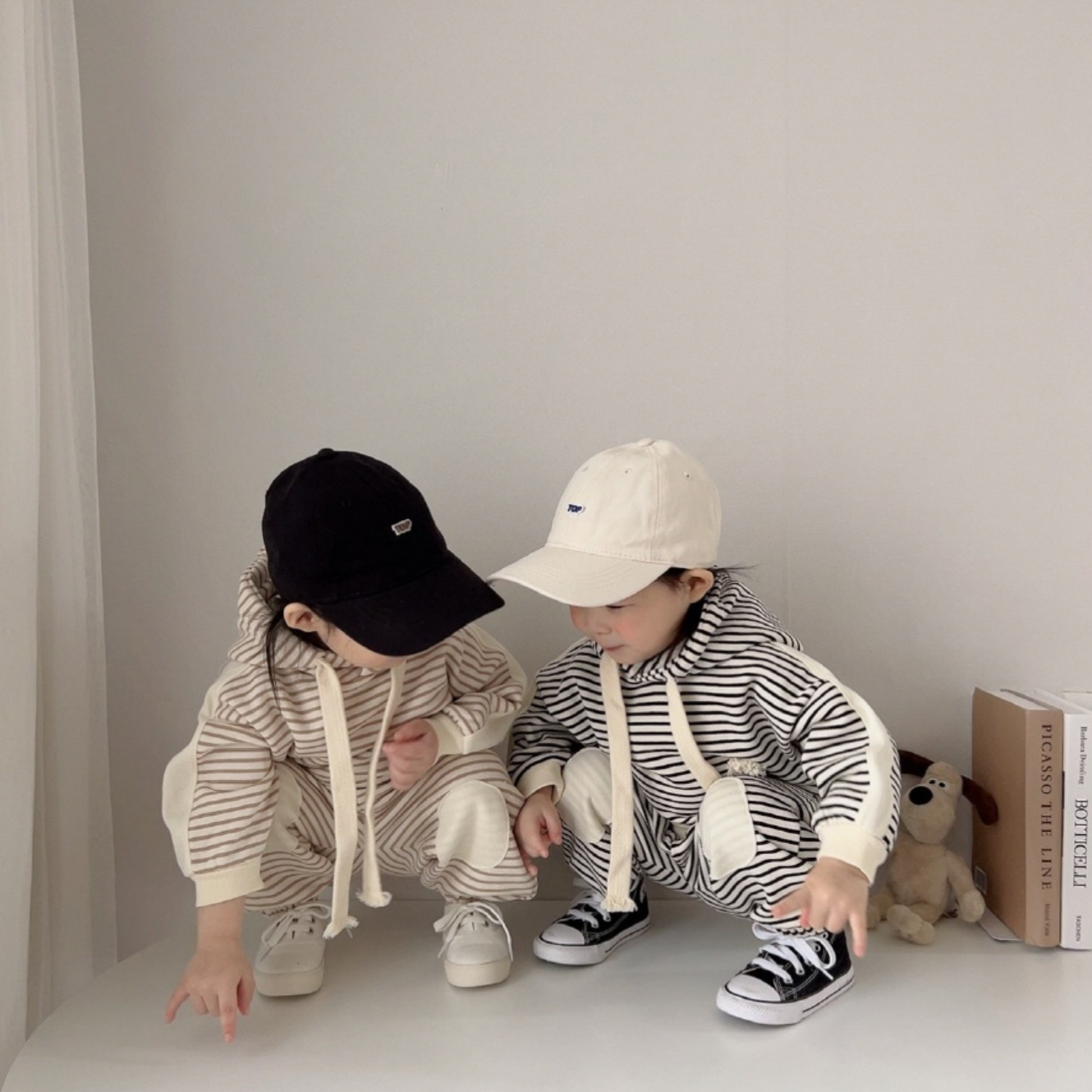 Stripe Patch Hoodie Set