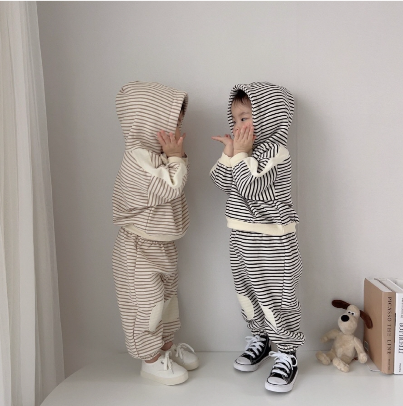 Stripe Patch Hoodie Set