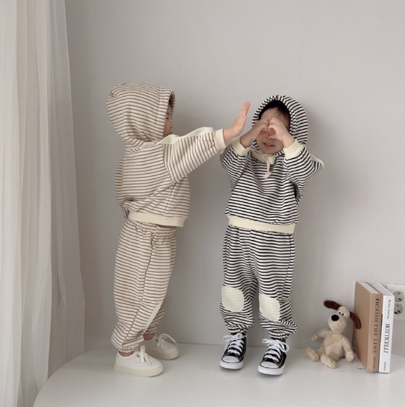 Stripe Patch Hoodie Set